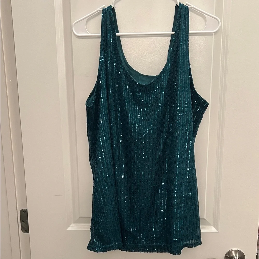 Green Sequin Tank Top - Picture 2 of 5